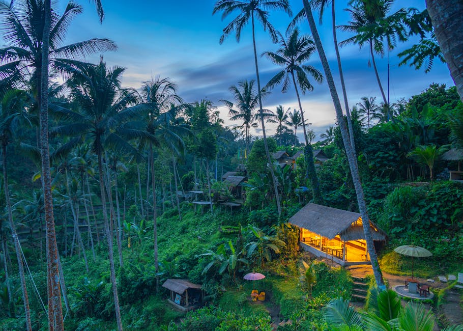 Serene Bali landscape with lush greenery and tranquil atmosphere